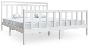 vidaXL Πλαίσιο Κρεβατιού Λευκό 180 x 200 εκ. Μασίφ Ξύλο Super King