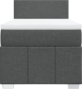 vidaXL Κρεβάτι Boxspring με Στρώμα Σκούρο Γκρι 90x190 εκ. Υφασμάτινο
