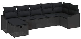 vidaXL Σετ Καναπέ Κήπου με μαξιλάρι 7 pcs Μαύρο Πολυ ράταν