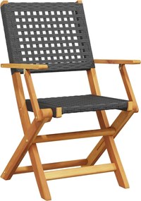 vidaXL Σετ Επίπλων Bistro 3 τεμ. Μαύρο Ρατάν/Μασίφ Ξύλο