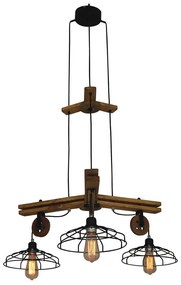Φωτιστικό Οροφής Κρεμαστό HL-315P - 3 77-3171 Deon Black Homelighting Metal,Wood