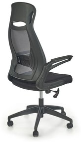 Καρέκλα γραφείου Houston 247, Μαύρο, Γκρι, 116x58x62cm, Με μπράτσα, Με ρόδες, Μηχανισμός καρέκλας: Κλίση