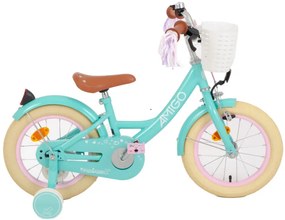 Perfect 14 Inch 22 cm Girls Coaster Brake TurquoiseAMIGO