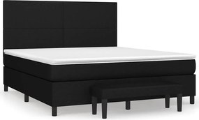 vidaXL Κρεβάτι Boxspring με Στρώμα Μαύρο 180x200 εκ. Υφασμάτινο