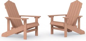 vidaXL Καρέκλες Κήπου Adirondack 2 τεμ. Καφέ από HDPE