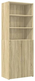 Ραφιέρα με Ντουλάπια Sonoma Δρυς 70x42,5x225 εκ. Επεξ. Ξύλο - Καφέ