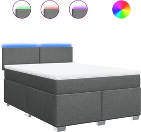 vidaXL Κρεβάτι Boxspring με Στρώμα Σκούρο Γκρι 140x190 εκ. Υφασμάτινο