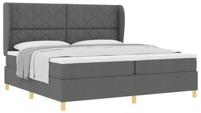 vidaXL Κρεβάτι Box Spring με Στρώμα Σκούρο Γκρι 200x200 εκ Ύφασμα