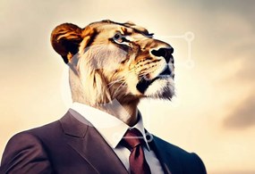 Intra Συλλεκτικό Ξύλινο Παζλ Plywood 4mm - Επιχειρηματίας με καπέλο λιονταριού Σε Ξύλινο Κουτί - Διαστάσεις Puzzle: 10x10 cm – 25 κομμάτια