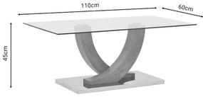 Τραπέζι σαλονιού Kasmora pakoworld γκρι ξύλο-γυαλί 110x60x45εκ