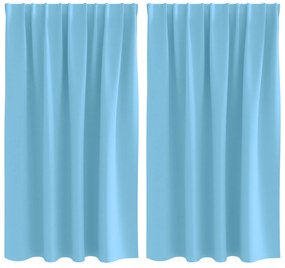 vidaXL Κουρτίνες με κουρτίνες 2 pcs Γαλάζιο 140 x 140 cm Πολυεστέρας