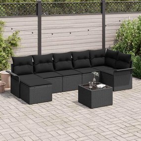 vidaXL Σετ Καναπέ Κήπου με μαξιλάρι 8 pcs Μαύρο Πολυ ράταν