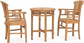 vidaXL Σετ Τραπεζαρίας Κήπου 3 Τεμαχίων από Μασίφ Ξύλο Teak