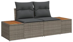 vidaXL σετ καναπέ κήπου  5 τμχ με μαξιλάρια γκρι poly rattan acacia