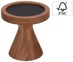 Διακοσμητικό Κηροπήγιο από Ξύλο ακακίας, με διαστάσεις 10.5x10.5cm, Καφέ