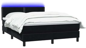 vidaXL Κρεβάτι Boxspring με Στρώμα Μαύρο 1140x210 εκ. Βελούδινο