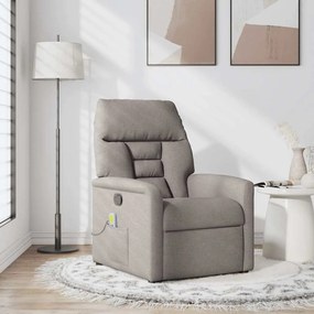 vidaXL Πολυθρόνα Μασάζ Ανακλινόμενη Taupe Υφασμάτινη