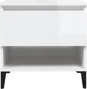 vidaXL Βοηθητικά Τραπέζια 2 τεμ. Γυαλ.Λευκό 50x46x50 εκ. Επεξ. Ξύλο