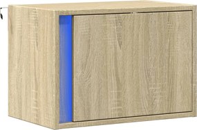 vidaXL Κομοδίνο Επιτοίχιο με Φώτα LED Sonoma Δρυς
