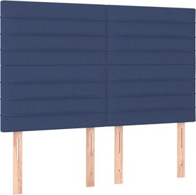 vidaXL Κρεβάτι Boxspring με Στρώμα Μπλε 140x200 εκ. Υφασμάτινο