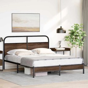 vidaXL Πλαίσιο Κρεβατιού Χωρ. Στρώμα Καφέ Δρυς 150x200εκ. Επ. Ξύλο