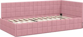 vidaXL Κρεβάτι Γωνίας Ροζ 100 x 200 cm Βελούδο
