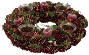 Διακοσμητικό Στεφάνι - Κηροπήγιο Fééric Lights & Christmas με 4 θέσεις και διαστάσεις 33x7cm