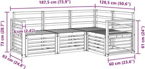 vidaXL Σετ Καναπέ 4 pcs Λευκό 187,5 x 128,5 x 73 εκ