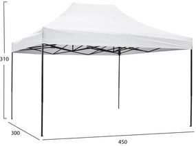 Κιόσκι Gazebo MATTHEW C6311 Πτυσσόμενο Μαύρο Μεταλλικό &amp; Λευκό Ύφασμα 3x4,5x3,10Yμ. 300x450x310 εκ.