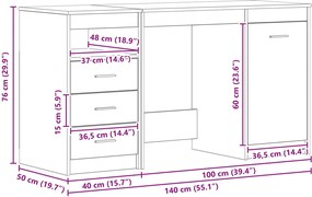 vidaXL Γραφείο 2 τεμ. Μαύρη Οξυά 140 x 50 x 76 εκ. Επεξεργασμένο Ξύλο