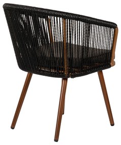 Πολυθρόνα Κήπου LOFOI Μαύρο/Καφέ Αλουμίνιο/Rattan 60x62x81cm - 14840010 - 14840010