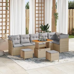 vidaXL Σετ Καναπέ Κήπου 9 pcs μπεζ και ανοιχτό γκρι 90 x 55 x 71 cm