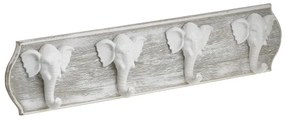 Inart Κρεμάστρα Ξύλινη-Resin Αντικέ 48x6x11cm Λευκή 3-70-143-0059