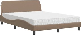 vidaXL Κρεβάτι με Στρώμα Dover Καπουτσίνο 140x190εκ.από Συνθ.Δέρμα