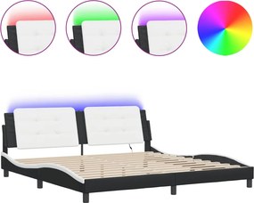 vidaXL Πλαίσιο Κρεβατιού με LED Χωρίς Στρώμα Zadar Μαύρο/Λευκό 200x200εκ.