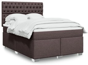 VidaXL Κρεβάτι Boxspring με Στρώμα Σκούρο Καφέ 140x190 εκ. Υφασμάτινο