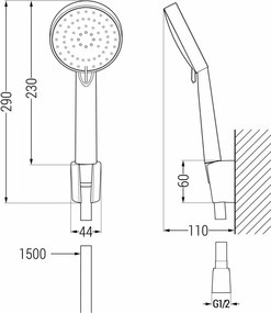 Mexen R-75 σετ σταθερού ντους, μαύρο - 785755052-70