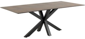 Τραπέζι Oakland 505, Μαύρο, Καφέ, 76x100x200cm, 82 kg, Επεξεργασμένο γυαλί, Κεραμικός, Μέταλλο | Epipla1.gr