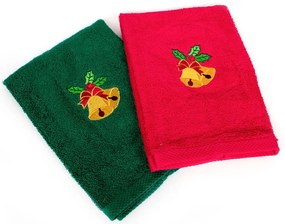 Χριστουγεννιάτικες Πετσέτες (Σετ 2τμχ) Dimcol Bells Red-Green