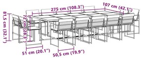 Σετ Τραπεζαρίας Κήπου 15 τεμ. Λευκός από Textilene με Μαξιλάρια - Λευκό