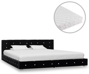 vidaXL Κρεβάτι Μαύρο 160 x 200 εκ. Βελούδινο με Στρώμα