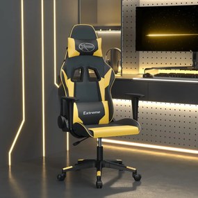 Καρέκλα Gaming Μασάζ Μαύρο/Χρυσό από Συνθετικό Δέρμα