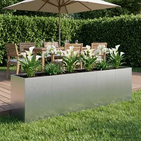 vidaXL Γλάστρα Κήπου Ασημί 200 x 40 x 60 εκ Γαλβανισμένος Χάλυβας