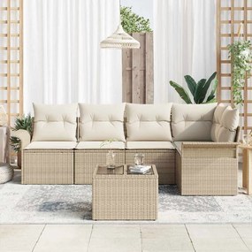 vidaXL Σετ Καναπέ Κήπου 6 pcs 242.5 x 132.5 x 85 εκ. Πολυ ράταν