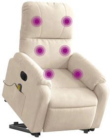 vidaXL Πολυθρόνα Μασάζ Ηλεκτρική Ανακλ. Μπεζ Υφασμάτινη Μικροϊνών