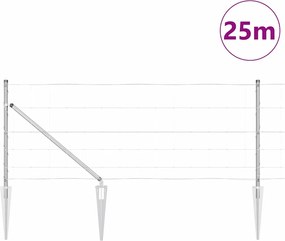vidaXL Συρματόπλεγμα με ακίδες 25 x 0,8 m Ασημί Δίχτυ