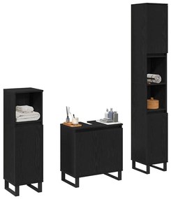 vidaXL Σετ Επίπλων Μπάνιου με αποθήκευση 3 pcs Μαύρο 30 x 30 x 190 εκ