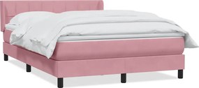 vidaXL Κρεβάτι Boxspring με Στρώμα Ροζ 160x210 εκ. Βελούδινο