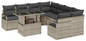 vidaXL Σετ Καναπέ Κήπου με μαξιλάρι 9 pcs Ανοιχτό γκρι συνθετικό ρατάν