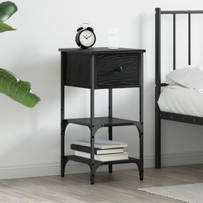 vidaXL κομοδίνο Μαύρο Δρυ 34x36x70 εκ Επεξεργασμένο Ξύλο